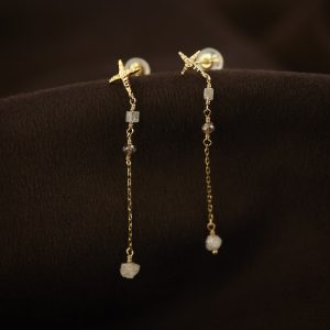 yakoucyuu グレーダイヤ・ブラウンダイヤピアス